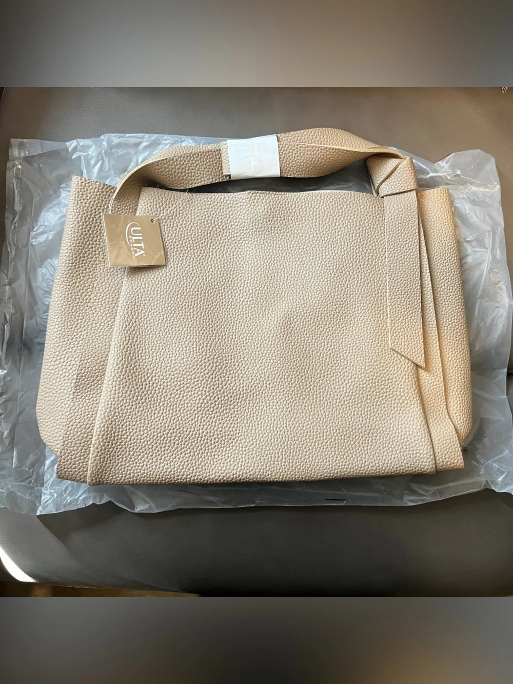 Ulta Beauty Beige Pebbled Shoulder Bag